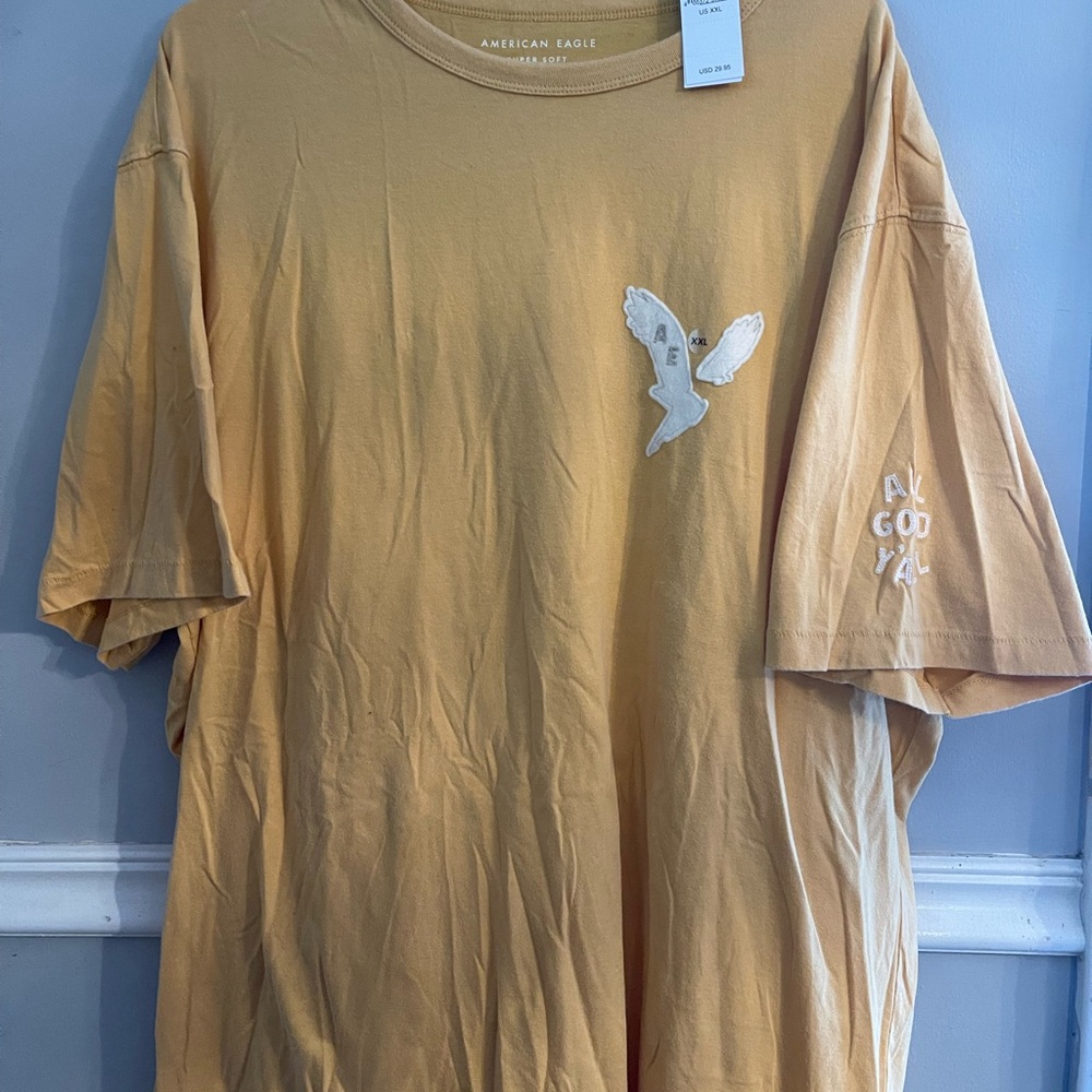 American Eagle Outfitters Men's Beige Graphic Tee